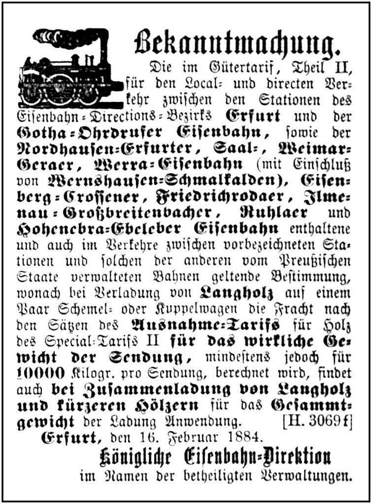 1884-02-16 Hdf Bahntarif